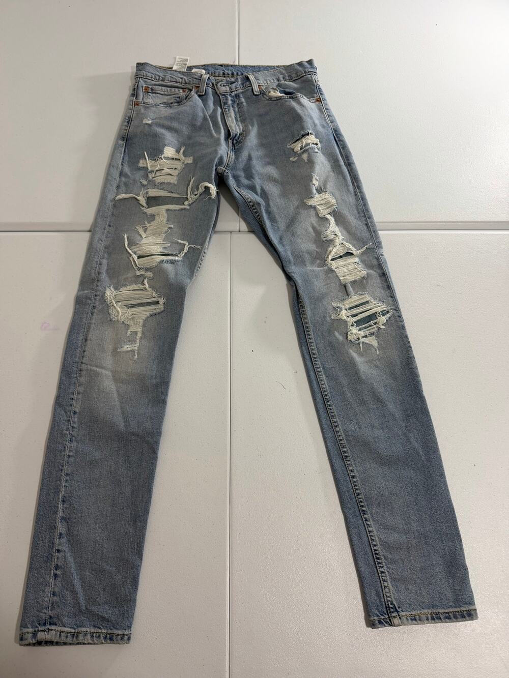 Levi's 512 Slim Taper Distressed Jeans Men's 32x34 Light Wash Ripped Destroyed